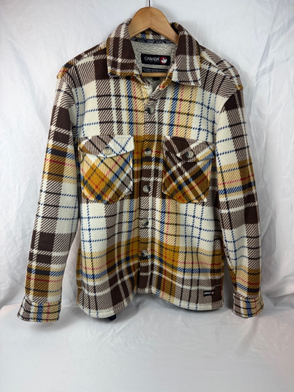 Canada Weather Gear Plaid Sherpa‎ Lined Shacket Jacket Women's S/P Cozy Fleece